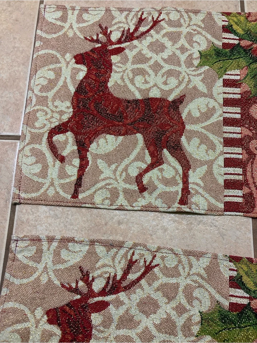 Holiday Reindeer Decorative Placemats in Red and Green